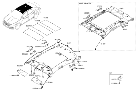 2015 Hyundai Azera Handle Assembly-Roof Assist Rear,L Diagram for 85340-3V030-TX