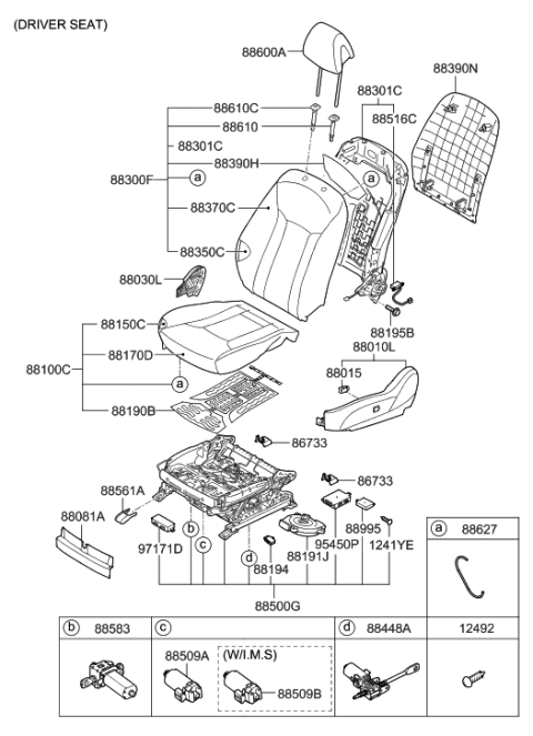 2015 Hyundai Azera Front Driver Side Seat Cushion Covering Diagram for 88160-3V635-XBE