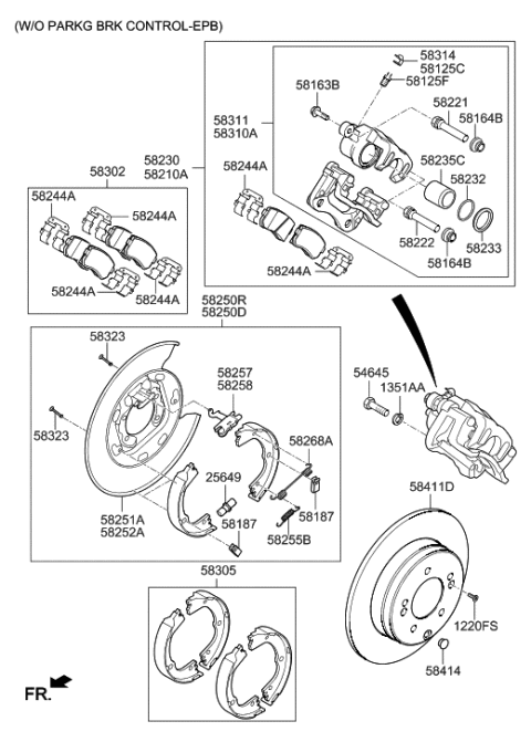 2016 Hyundai Azera CALIPER Kit-RR Brake,RH Diagram for 58311-3VA50