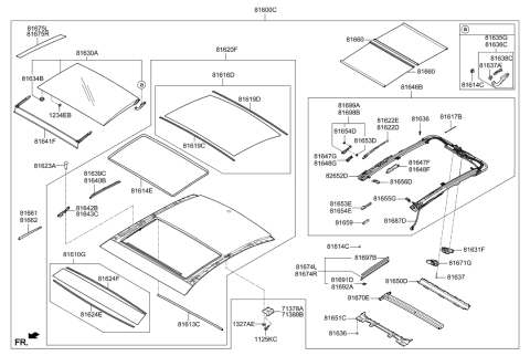 2015 Hyundai Azera Command Shoe-Panorama Roof Moving Glass Diagram for 81634-3V000