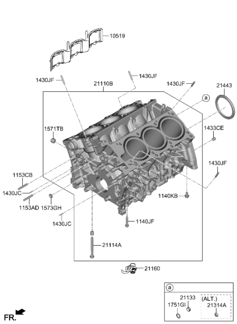 2023 Hyundai Genesis G90 Cylinder Block Diagram