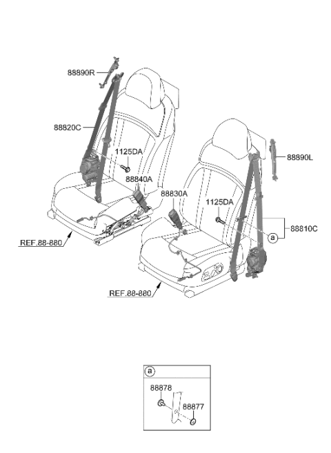 2023 Hyundai Genesis G90 Front Seat Belt Diagram