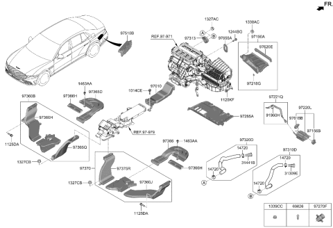 2023 Hyundai Genesis G90 Plate & GROMMET-A/C Cooler Lin Diagram for 97651-B2000