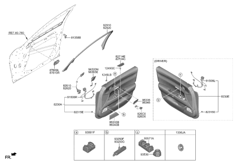 2023 Hyundai Genesis G90 Front Door Trim Diagram