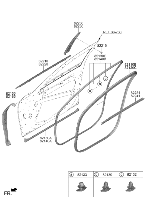 2023 Hyundai Genesis G90 Front Door Moulding Diagram