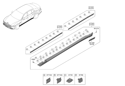 2023 Hyundai Genesis G90 Body Side Moulding Diagram