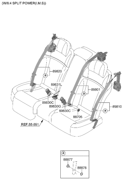 2023 Hyundai Genesis G90 Rear Seat Belt Diagram 1