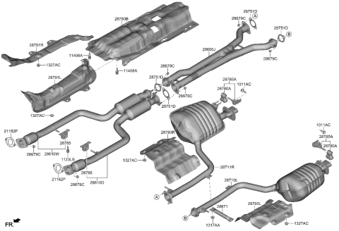 2023 Hyundai Genesis G90 Muffler & Exhaust Pipe Diagram