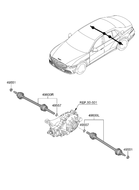 2023 Hyundai Genesis G90 Drive Shaft (Rear) Diagram