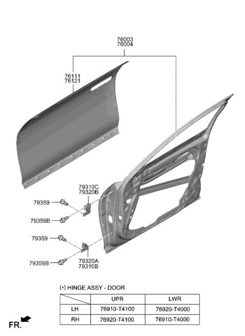 2023 Hyundai Genesis G90 Front Door Panel Diagram