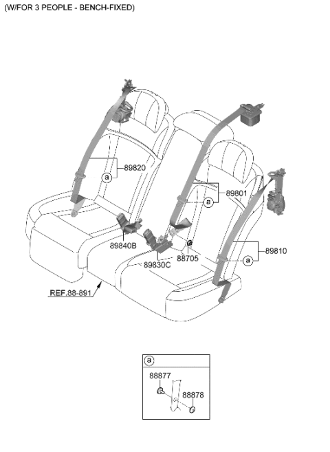 2023 Hyundai Genesis G90 Rear Seat Belt Diagram 2