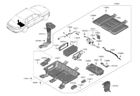 2023 Hyundai Genesis G90 Battery & Cable Diagram 1