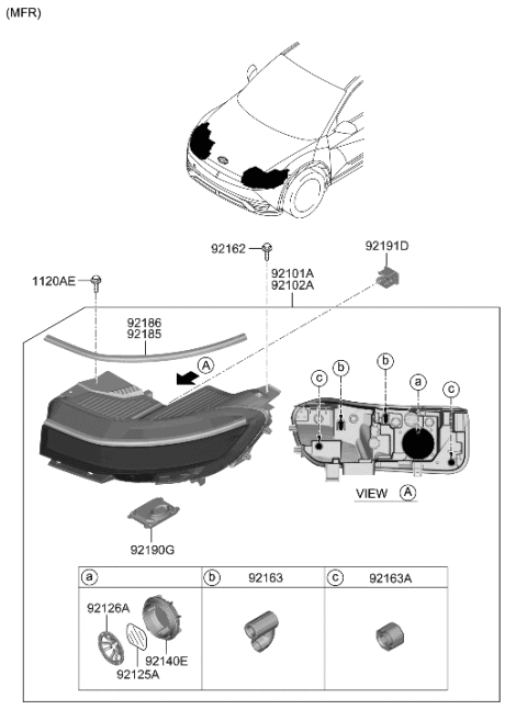 2022 Hyundai Ioniq 5 LAMP ASSY-HEAD,LH Diagram for 92101-GI150