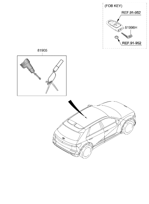 2022 Hyundai Ioniq 5 KEY & CYLINDER SET-LOCK Diagram for 81905-GI000