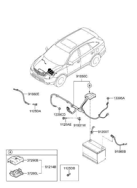 2008 Hyundai Veracruz Wiring Assembly-Battery(+) Diagram for 91850-3J011
