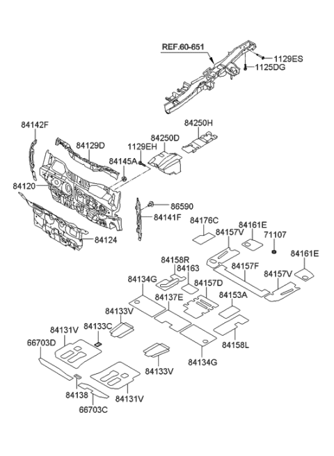 2011 Hyundai Veracruz Pad Assembly-Isolation Dash Panel Diagram for 84120-3J100