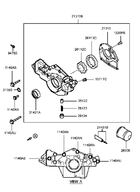 2000 Hyundai Sonata Gear-Oil Pump Drive Diagram for 26112-38010