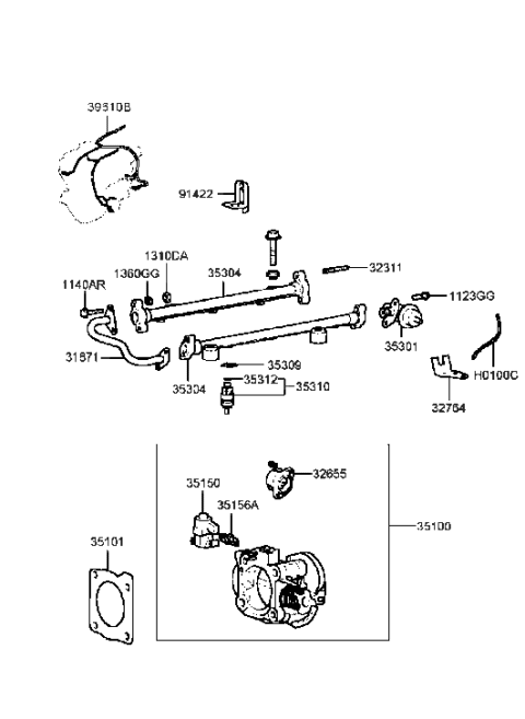 1999 Hyundai Sonata Wiring-Injector Diagram for 39610-37100