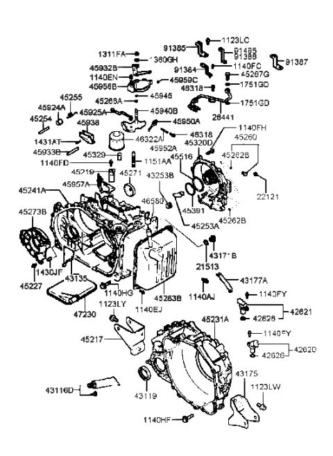 1998 Hyundai Sonata Auto Transmission Case Diagram