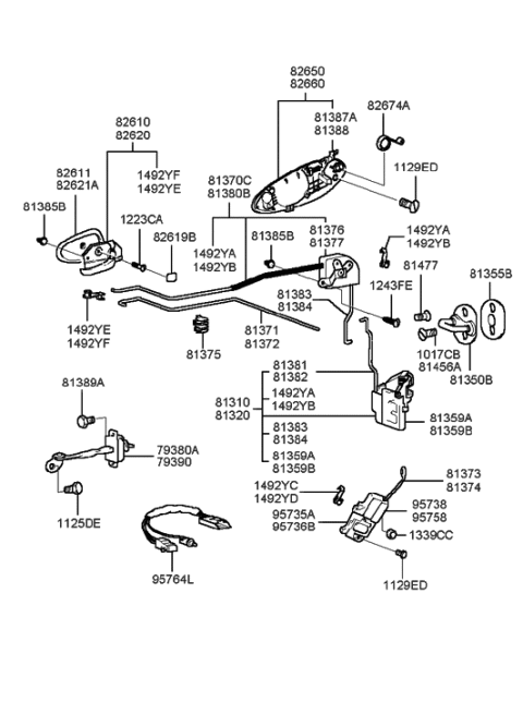 1998 Hyundai Sonata Latch Assembly-Front Door,LH Diagram for 81310-38000