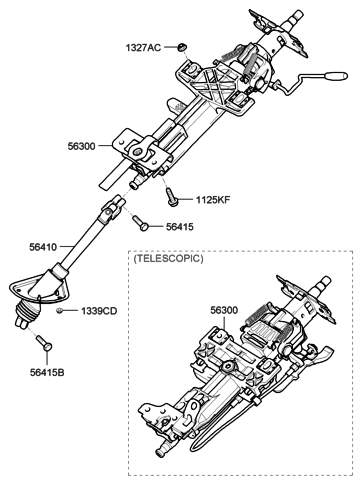 2005 Hyundai Sonata Steering Column & Shaft Diagram