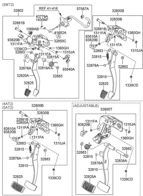 2005 Hyundai Sonata Bush-Clutch Pedal Diagram for 32816-2D200