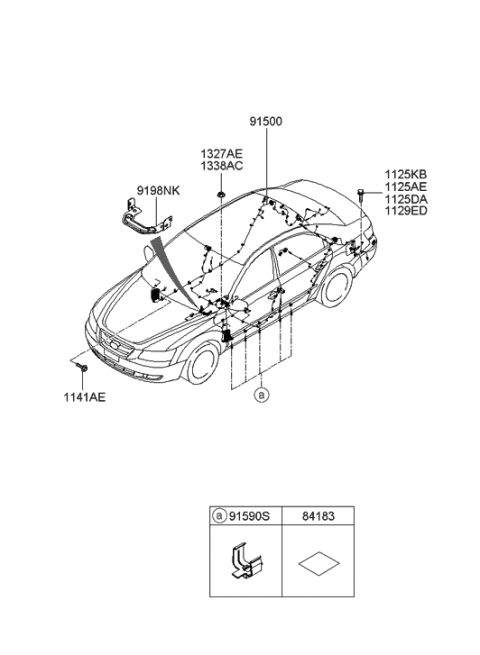 2005 Hyundai Sonata Wiring Assembly-Floor Diagram for 91300-0A250