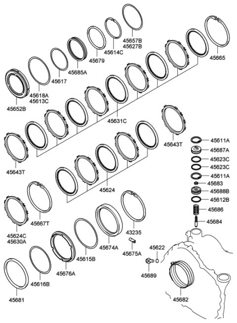 2006 Hyundai Sonata Piston-Lower & Reverse Brake Diagram for 45653-39003