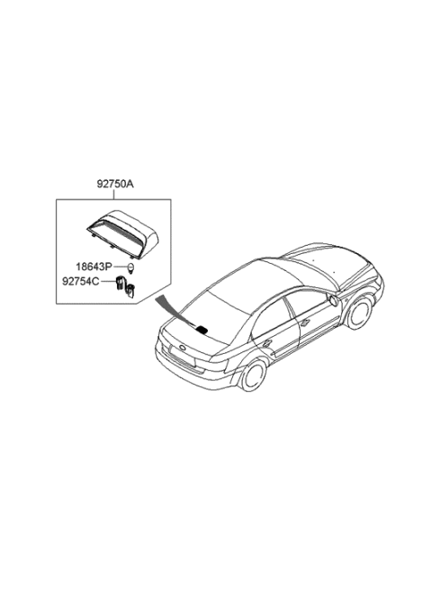 2005 Hyundai Sonata Lamp Assembly-High Mounted Stop Diagram for 92700-3K000-QD