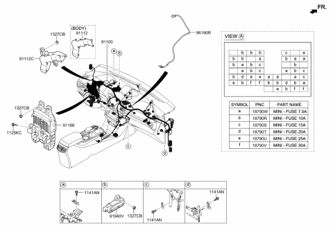 2020 Hyundai Ioniq Instrument Panel Junction Box Assembly Diagram for 91950-G7532