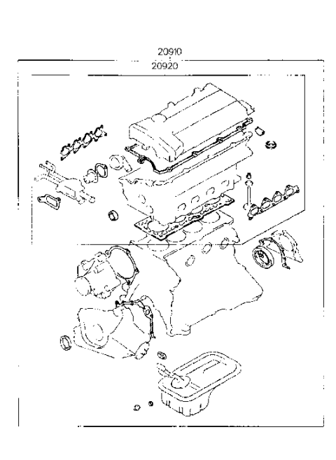 1997 Hyundai Tiburon Gasket Kit-Engine Overhaul Diagram for 20910-23B00