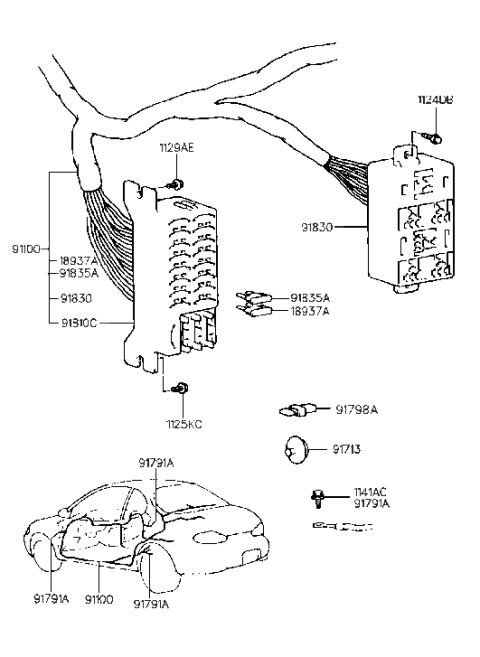1996 Hyundai Tiburon Wiring Assembly-Main Diagram for 91101-27570