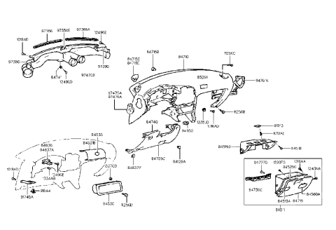 2000 Hyundai Tiburon Crash Pad Upper Diagram