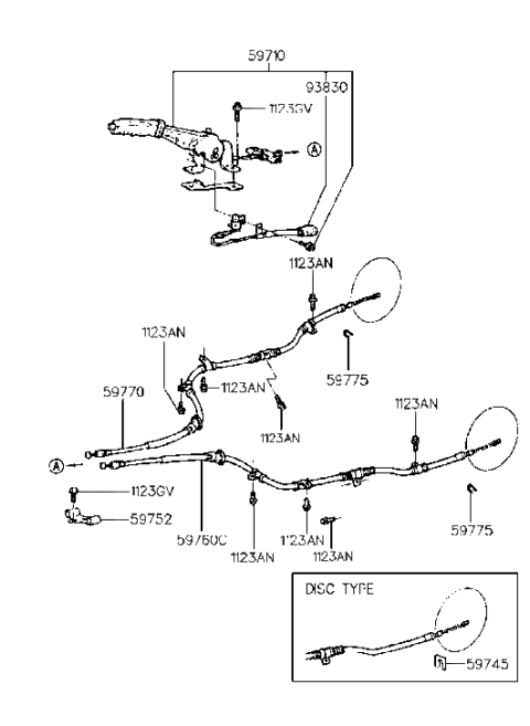 2001 Hyundai Tiburon Cable Assembly-Park Brake,LH Diagram for 59760-27301