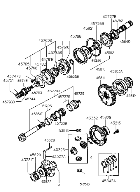 1998 Hyundai Tiburon Bearing-Transfer Driven Gear Diagram for 45737-28050