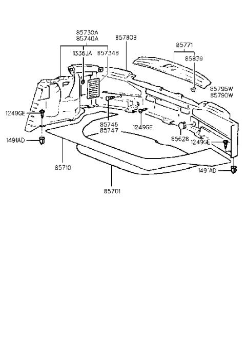 1998 Hyundai Tiburon Mat Assembly-Luggage Covering Diagram for 85710-27000-LK