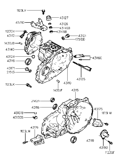 2001 Hyundai Tiburon Transaxle Case (MTA) Diagram