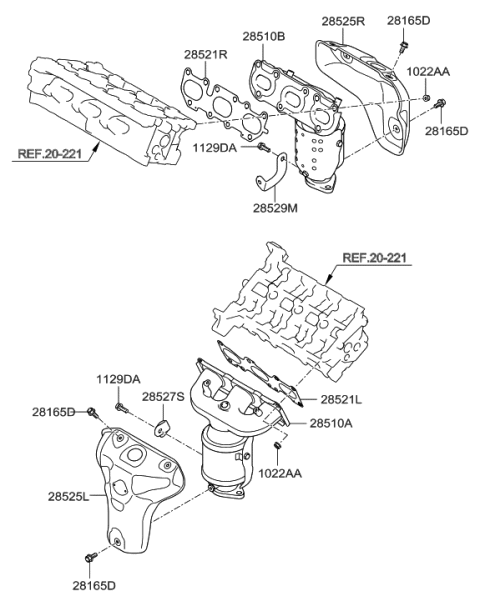2010 Hyundai Azera Exhaust Manifold Catalytic Assembly, Right Diagram for 28510-3CAB0