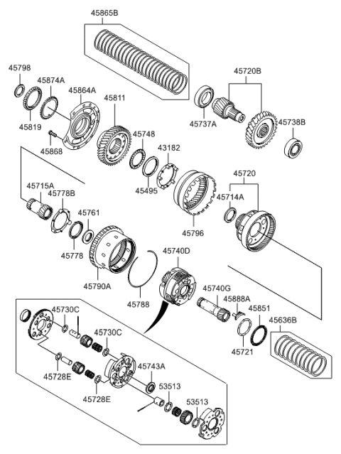 2008 Hyundai Azera Gear Kit-Automatic Transaxle Transfer Driven Diagram for 45720-3B020