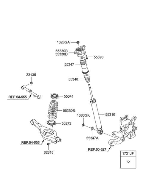 2009 Hyundai Azera Rear Shock Absorber Assembly Diagram for 55311-3L640