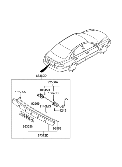 2009 Hyundai Azera Garnish Assembly-Back Panel Diagram for 87360-3L150