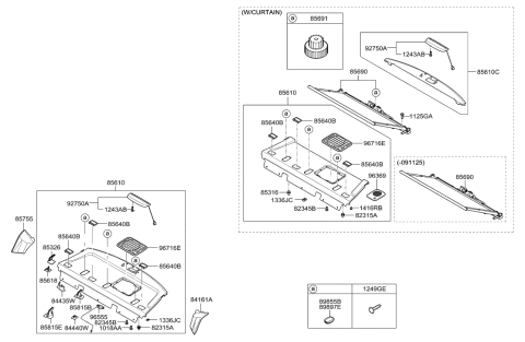 2007 Hyundai Azera Trim Assembly-Package Tray Diagram for 85610-3L303-J9