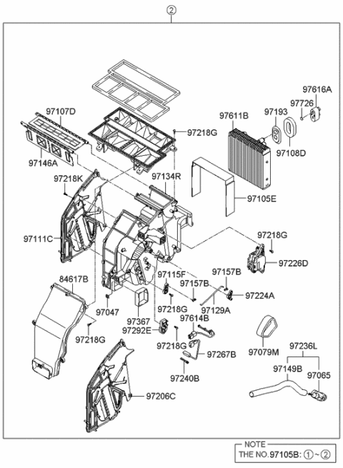 2009 Hyundai Azera Case-Heater & Evaporator,RH Diagram for 97135-3L000