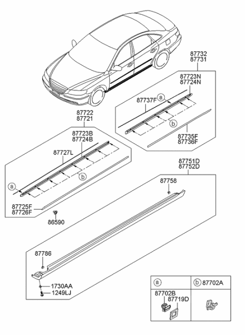 2008 Hyundai Azera Moulding-Waist Line Rear Door,RH Diagram for 87734-3L020