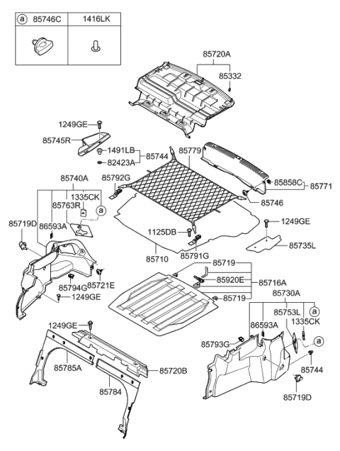2006 Hyundai Azera Net Assembly-Luggage Floor Diagram for 85779-3L100