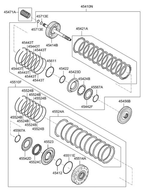 2009 Hyundai Azera RETAINER Assembly-Overdrive Clutch Diagram for 45514-3B051