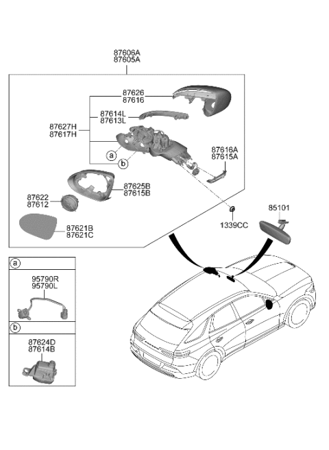 2023 Hyundai Genesis Electrified GV70 Mirror-Outside Rear View Diagram