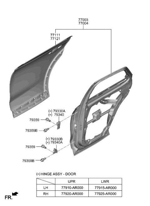 2023 Hyundai Genesis Electrified GV70 Rear Door Panel Diagram