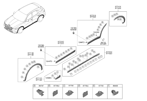 2023 Hyundai Genesis Electrified GV70 Body Side Moulding Diagram