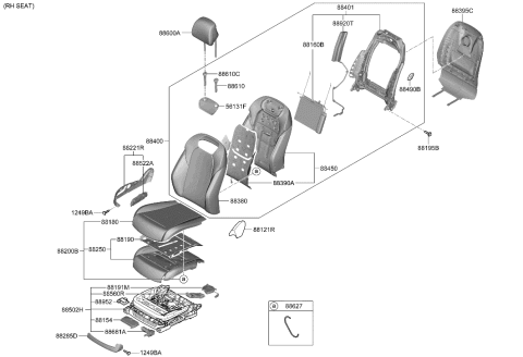 2023 Hyundai Genesis Electrified GV70 CUSHION ASSY-FR SEAT,RH Diagram for 88200-IT050-E2F